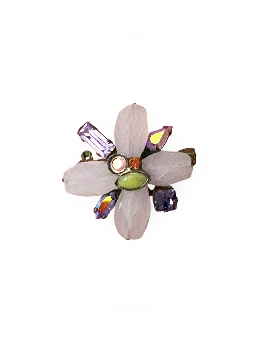 VTG Signed Sorrelli 1” Glowing Rhinestone Frosted Flower Brooch